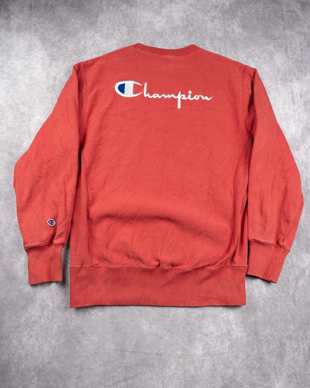 Vintage Faded Champion Red Reverse Weave Sweatshirt - XL Embroidered Logo image 5