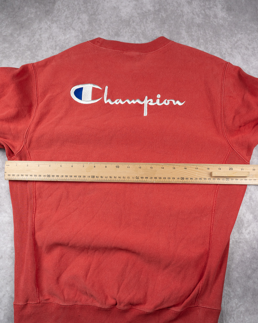 Vintage Faded Champion Red Reverse Weave Sweatshirt - XL Embroidered Logo image 9
