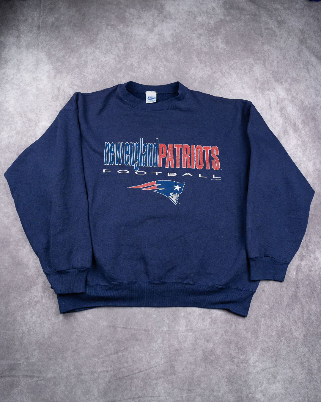 Vintage Salem Sportswear Navy New England Patriots Football Sweatshirt - XL