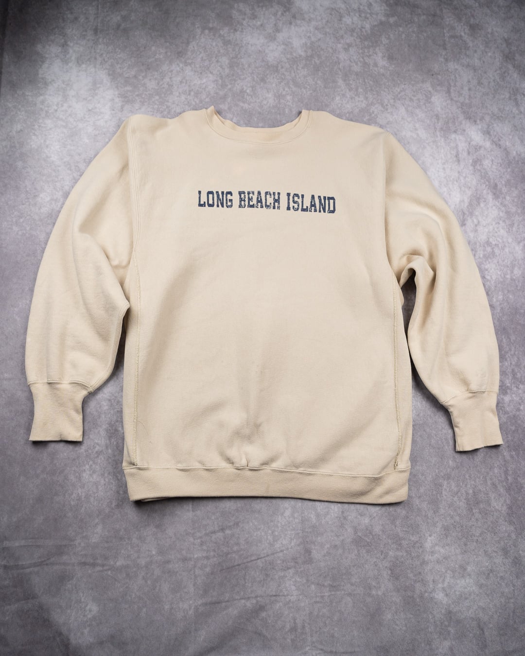 Vintage 80's Champion Reverse Weave Beige Long Beach Island Sweatshirt - XXL