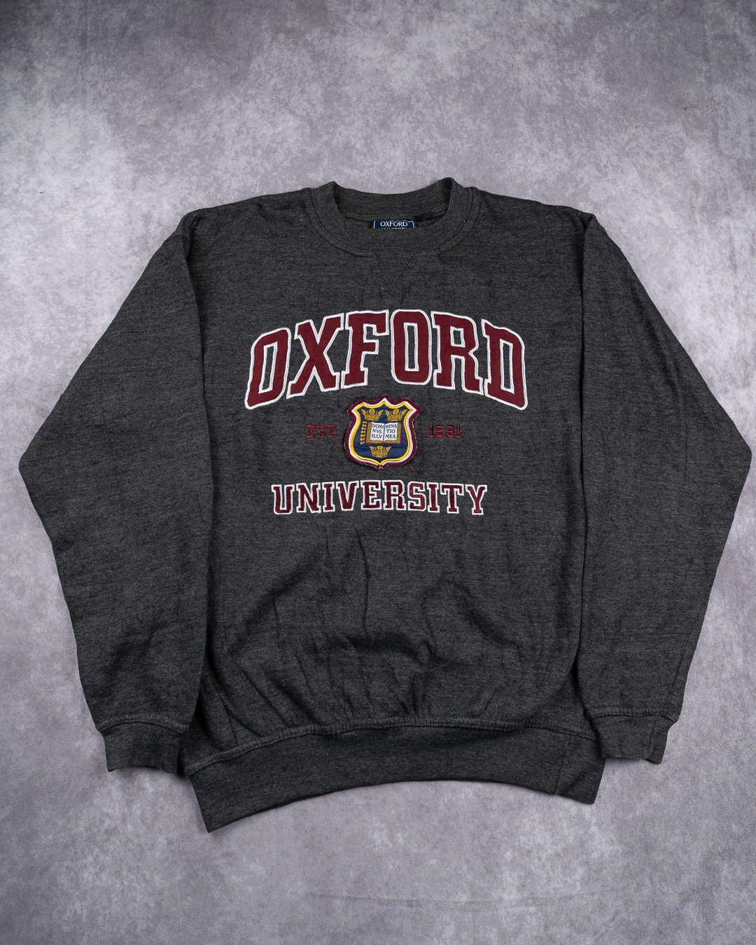 Oxford University Charcoal Grey Crewneck Sweatshirt Embroidered Logo - Medium
