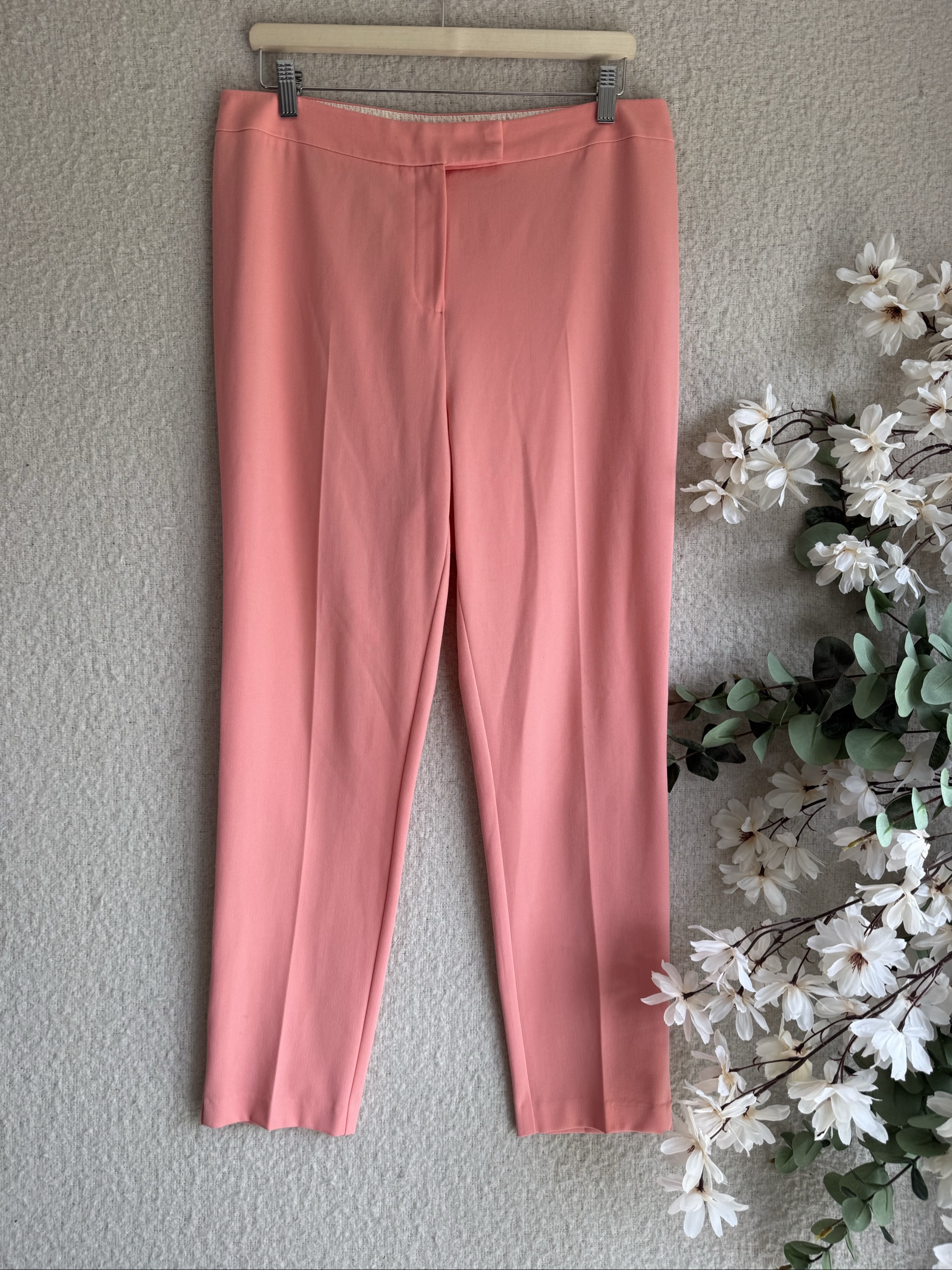 M&S Coral Tailored Trousers UK 14 Slim Fit Women's Workwear Bottoms