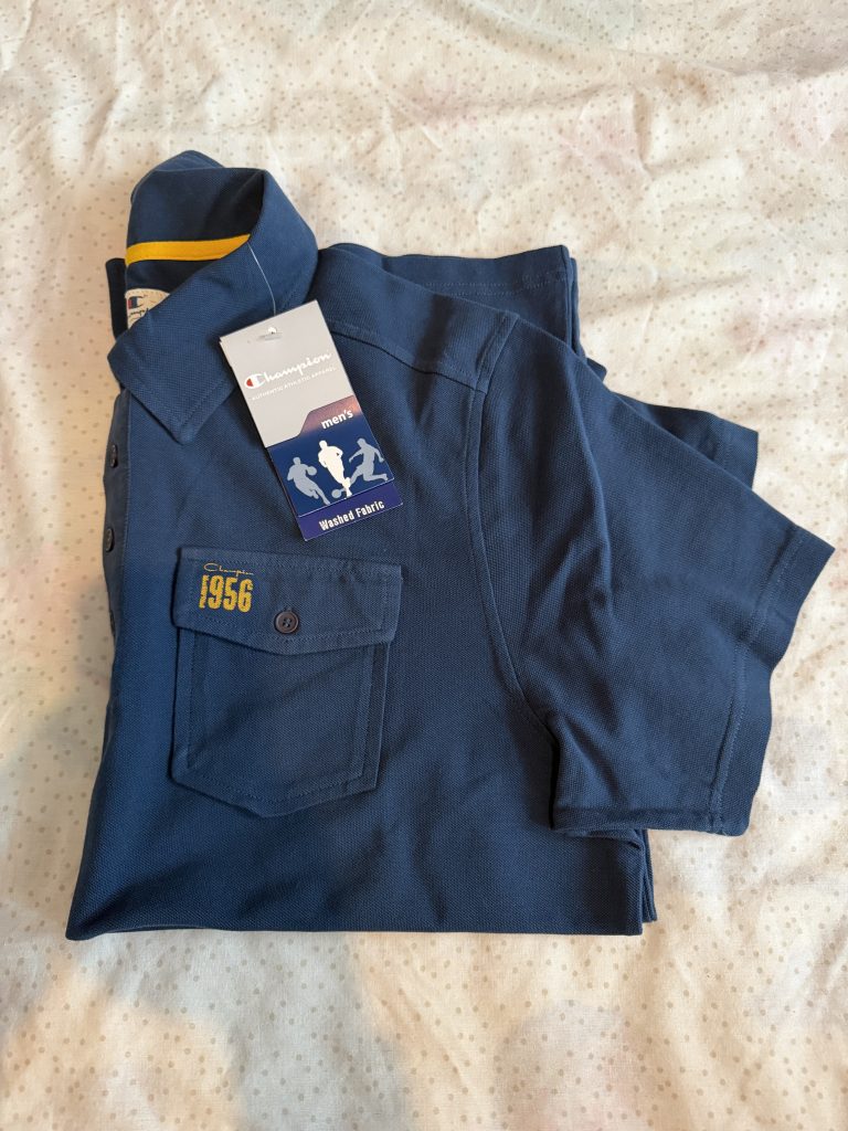 Champion Navy Blue Polo Shirt Large 1956 Embroidered Pocket