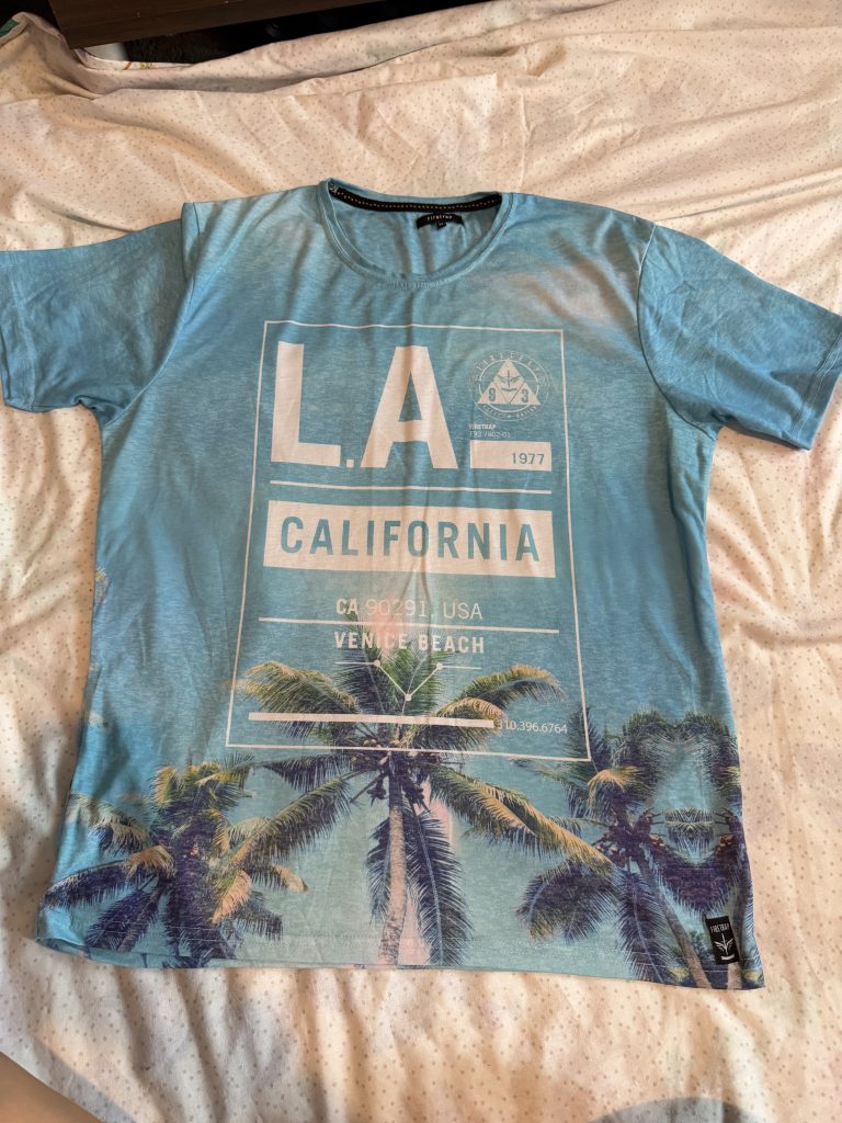 Firetrap Blue LA California Graphic T-Shirt XL Palm Trees