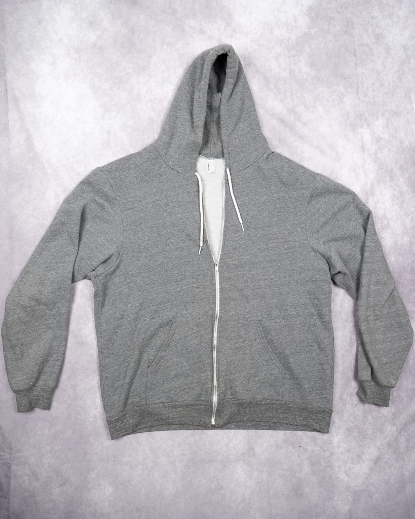 American Apparel Grey Full Zip Hoodie XL with Hood & Pockets
