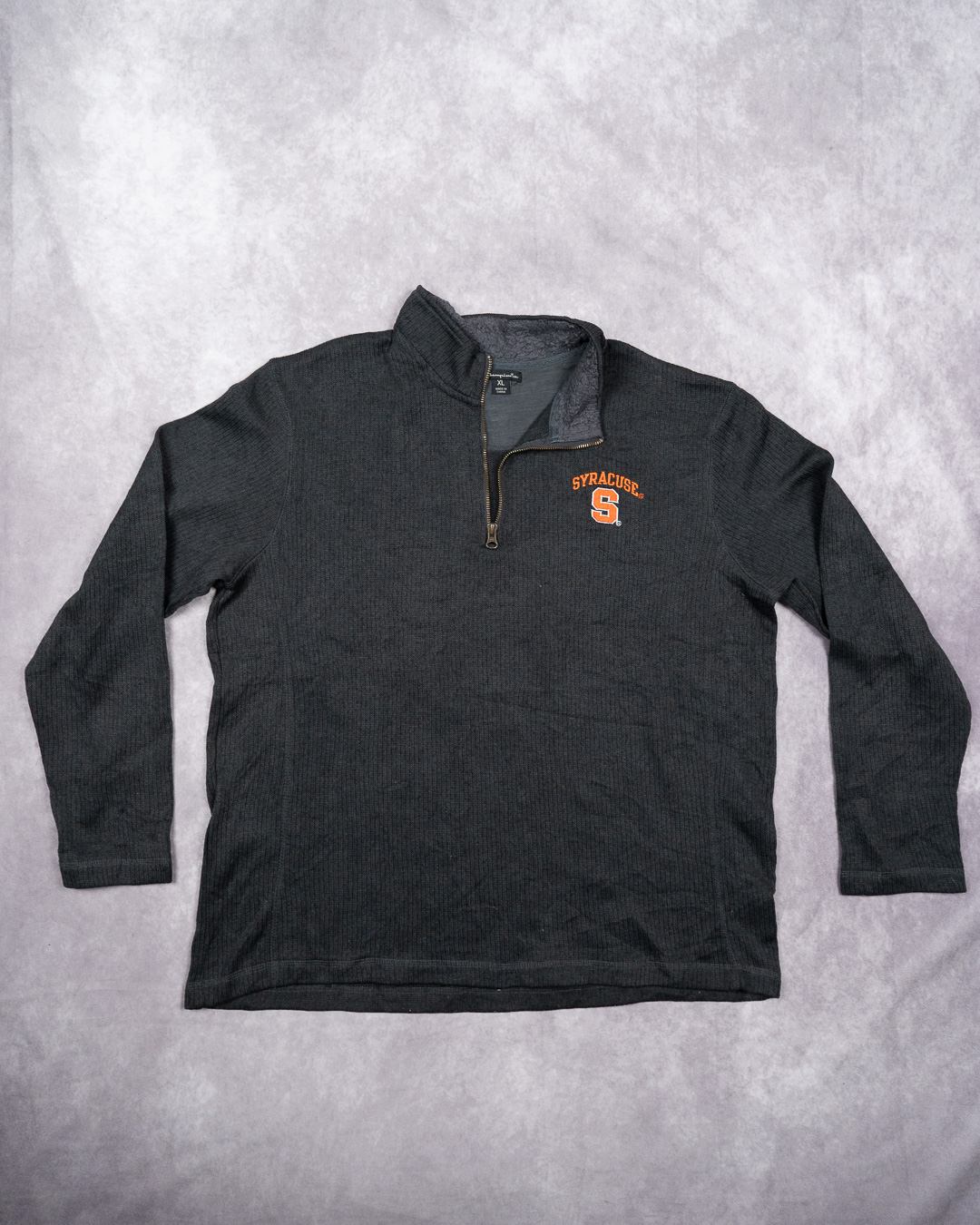 Champion Grey Syracuse S Logo Quarter Zip XL Fleece Sweatshirt