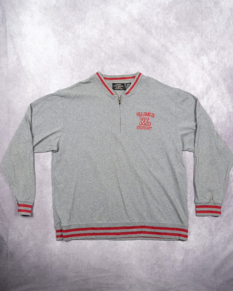 Polo Jeans Co. Grey & Red Quarter Zip Sweatshirt XL