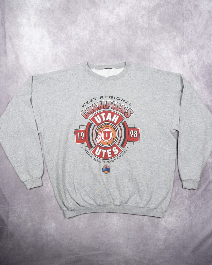 Vintage Starter Grey Utah Utes 1998 Basketball Championship Sweatshirt Large