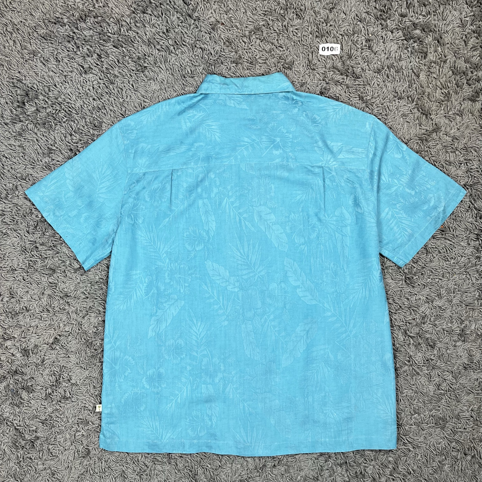 Island Shores Blue Short Sleeve Rayon Blend Shirt Large Tropical Print image 6