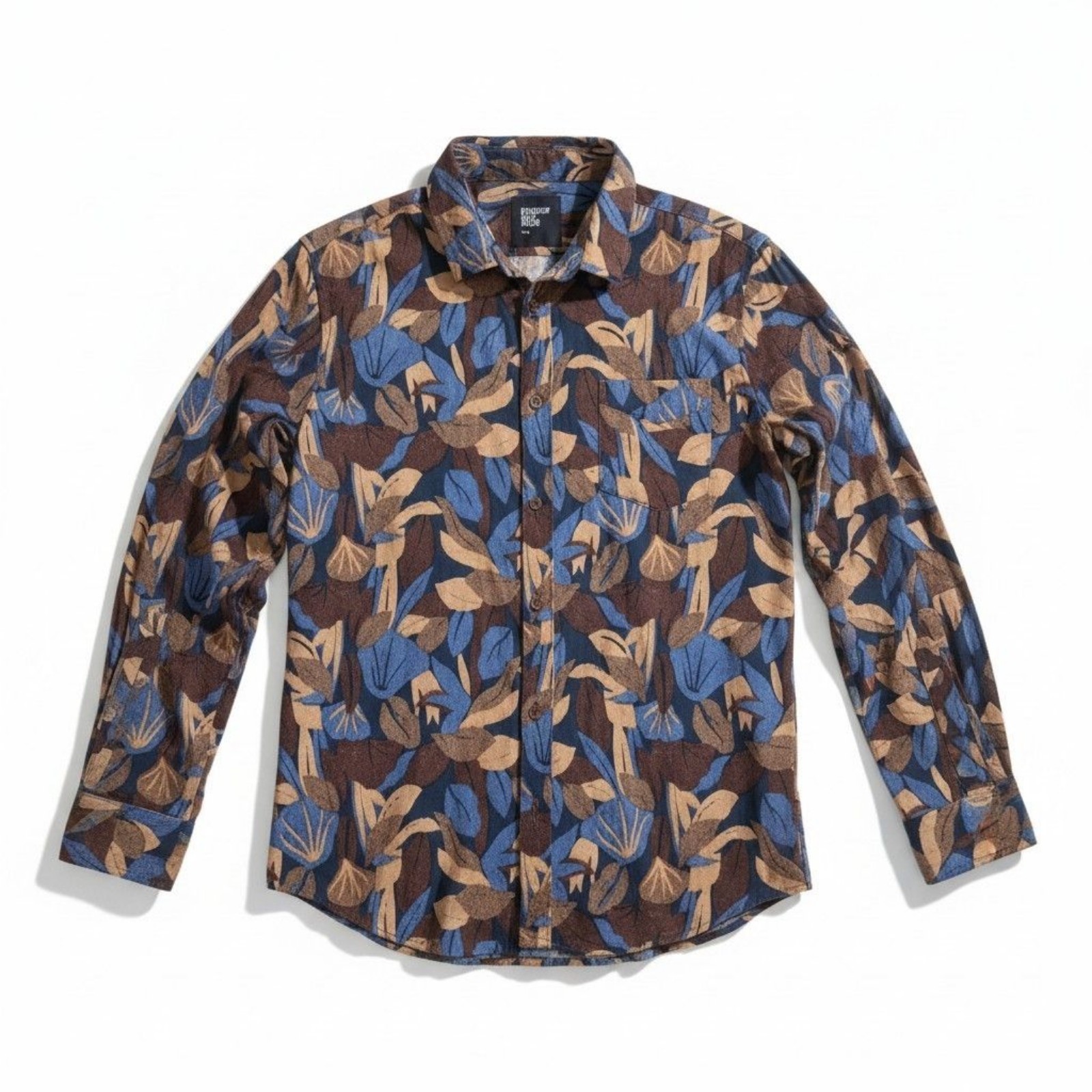Cuidado Con El Perro Brown & Blue Floral Shirt Large L/G