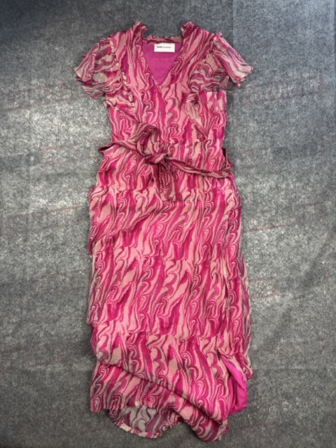 POM Amsterdam Pink Viscose Patterned Midi Dress Size M