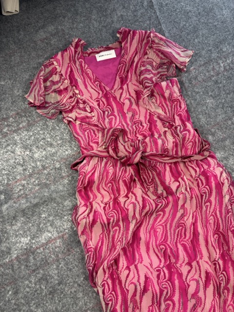 POM Amsterdam Pink Viscose Patterned Midi Dress Size M image 2
