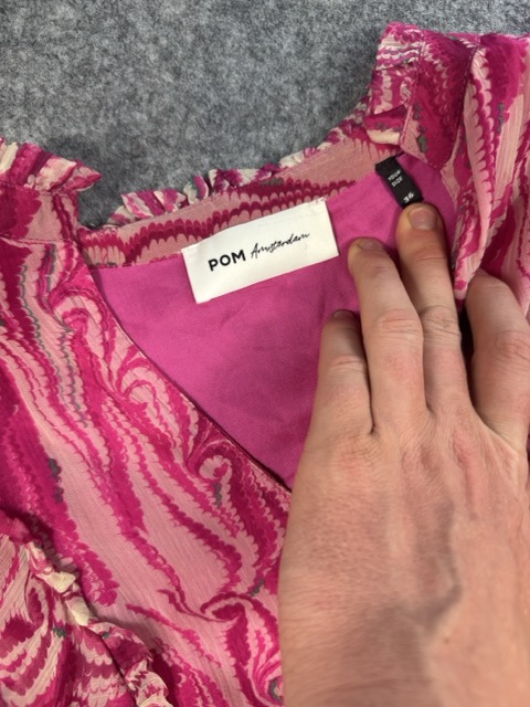 POM Amsterdam Pink Viscose Patterned Midi Dress Size M image 3