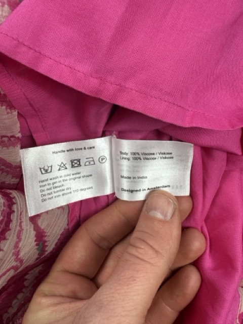 POM Amsterdam Pink Viscose Patterned Midi Dress Size M image 5