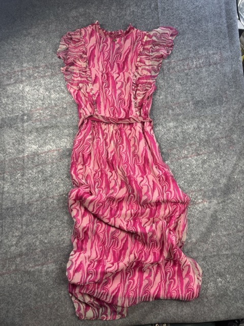 POM Amsterdam Pink Viscose Patterned Midi Dress Size M image 6