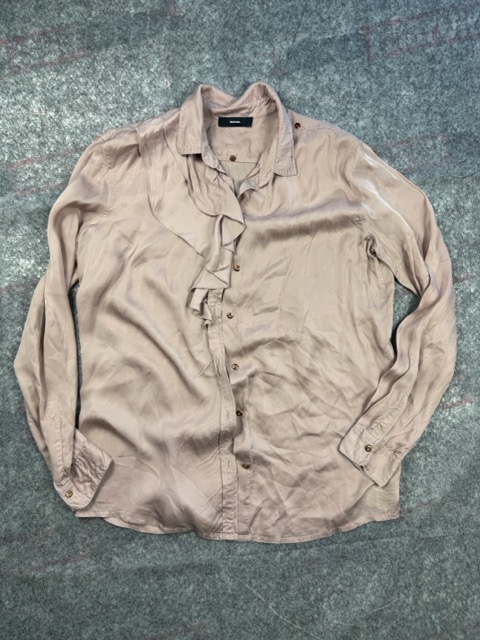 Diesel Beige Shirt Ruffle Detail Long Sleeve Size Other