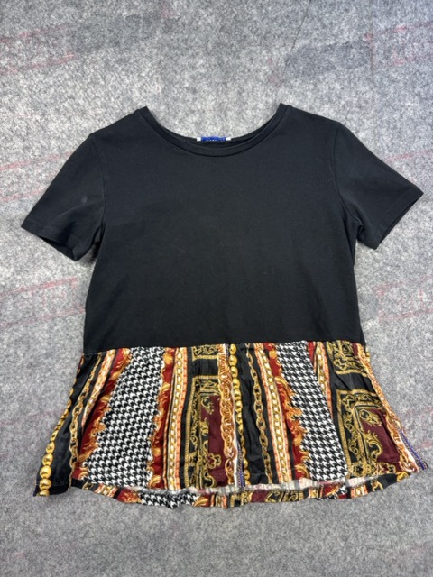 Zara Black Multicolour Peplum Hem Top Small