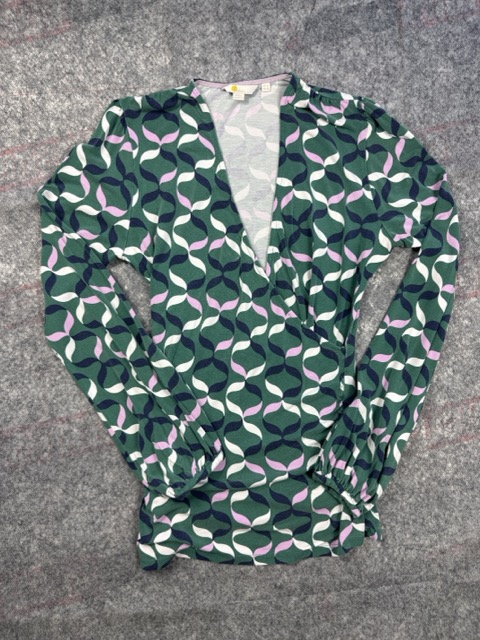 Boden Green Pink Patterned Long Sleeve Top US 10