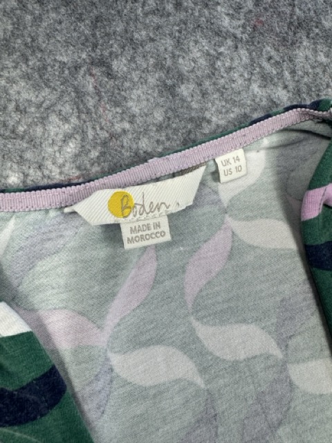 Boden Green Pink Patterned Long Sleeve Top US 10 image 3