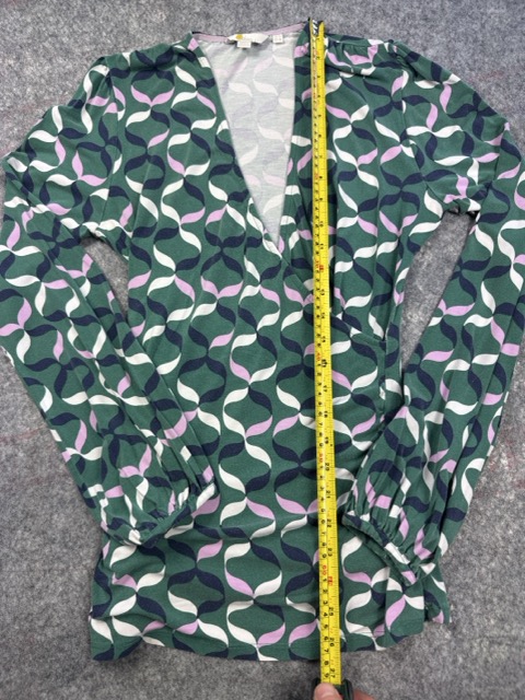 Boden Green Pink Patterned Long Sleeve Top US 10 image 5