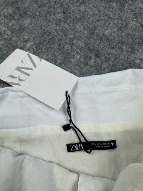 Zara Beige & White Off Shoulder Crop Top Size L image 2