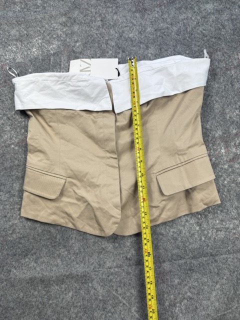 Zara Beige & White Off Shoulder Crop Top Size L image 5