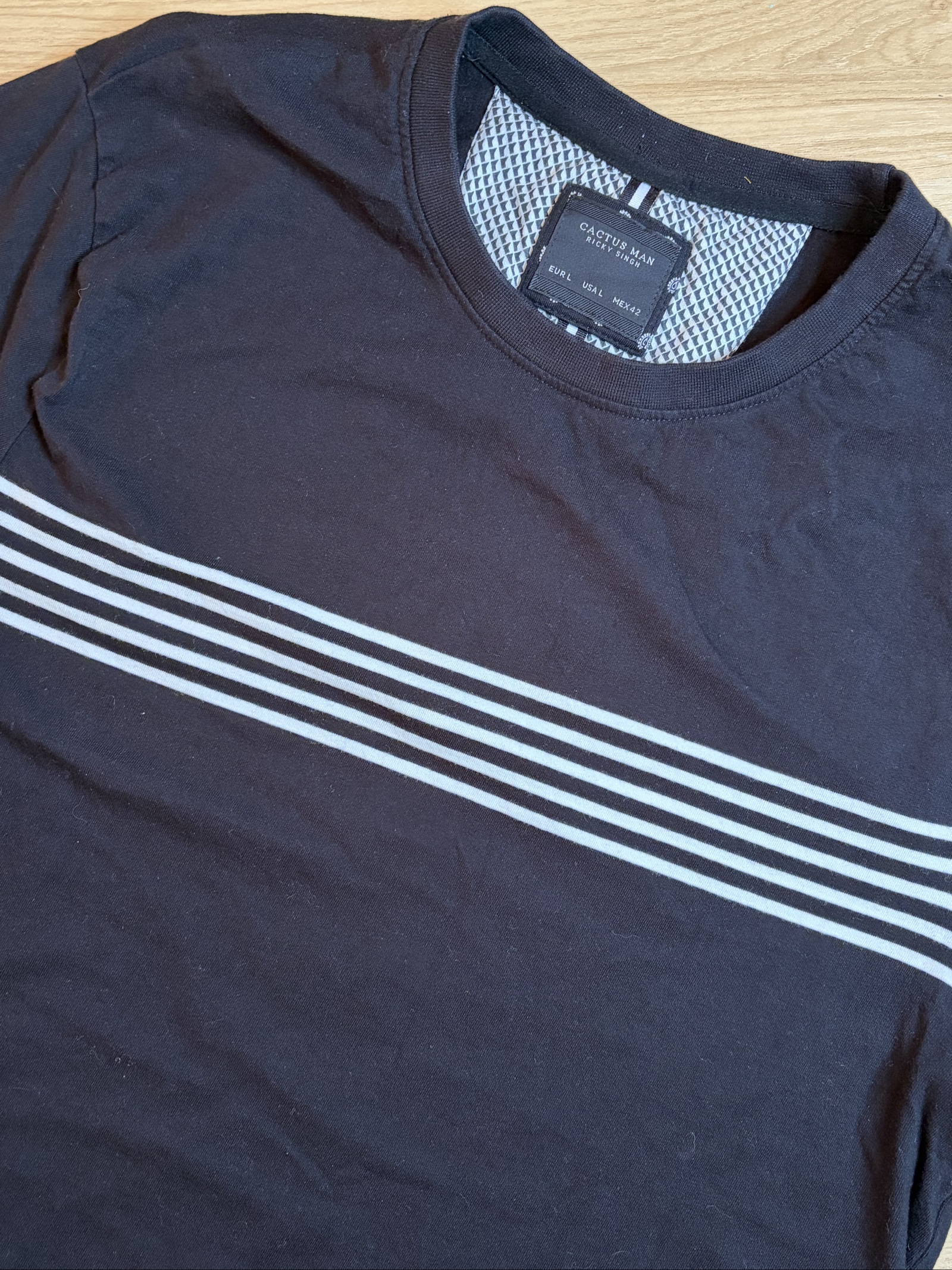 Cactus Man Black Striped T-Shirt USA L