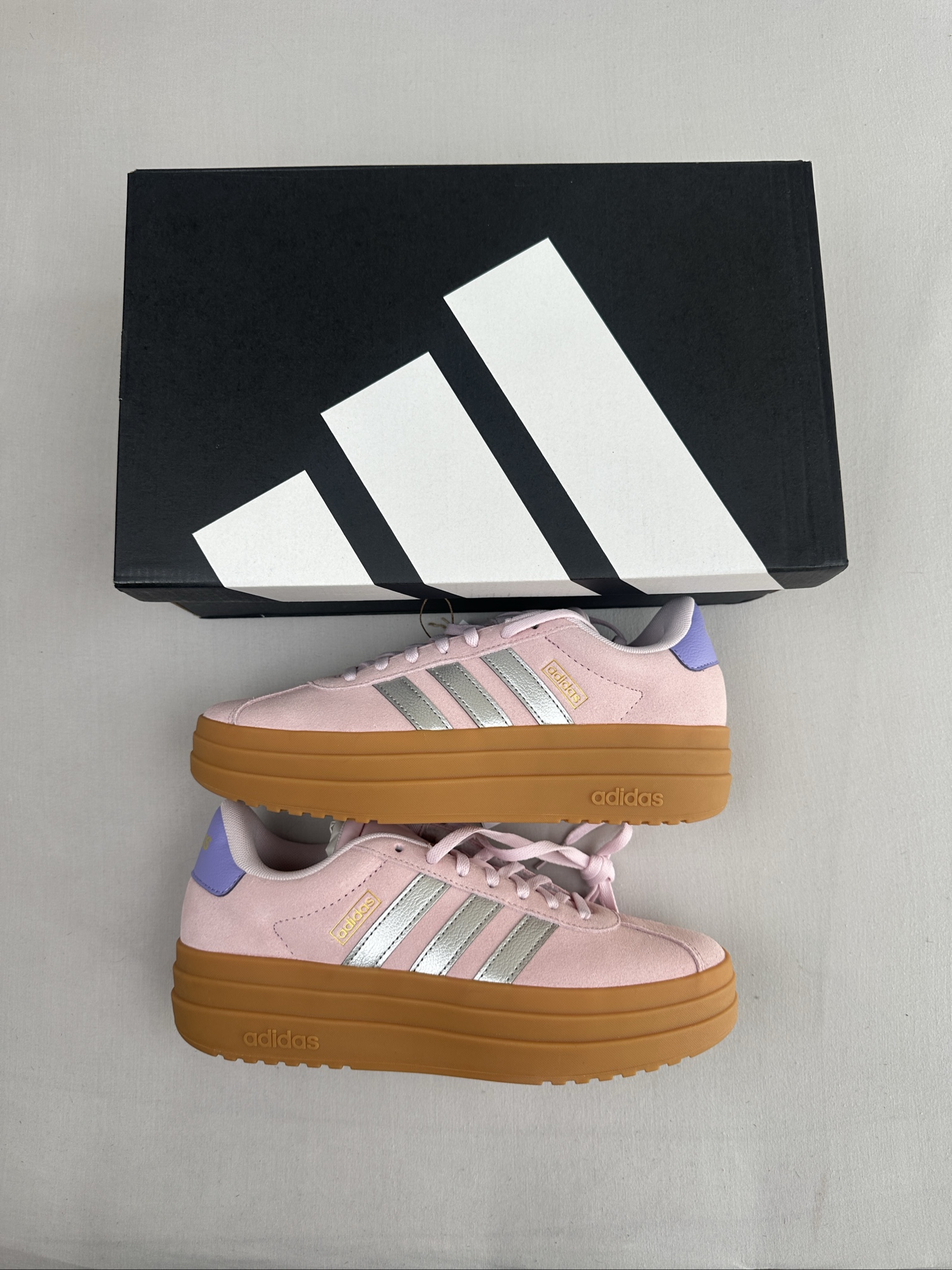 Adidas Pink & Silver VL Court Bold Platform Sneakers UK 5.5