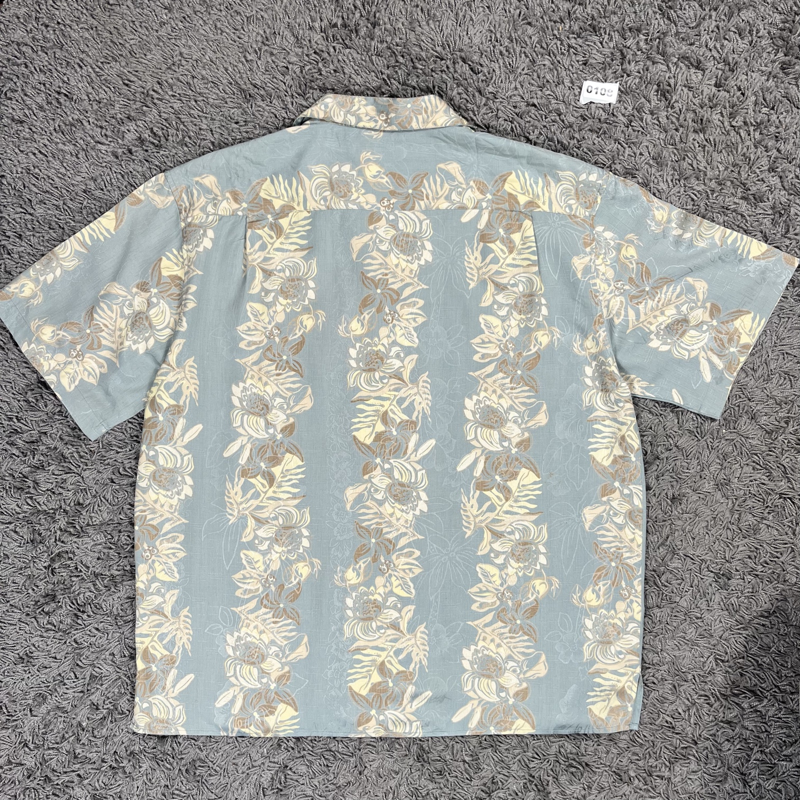 Vintage Silk Blue & Beige Floral Hawaiian Shirt Large image 5
