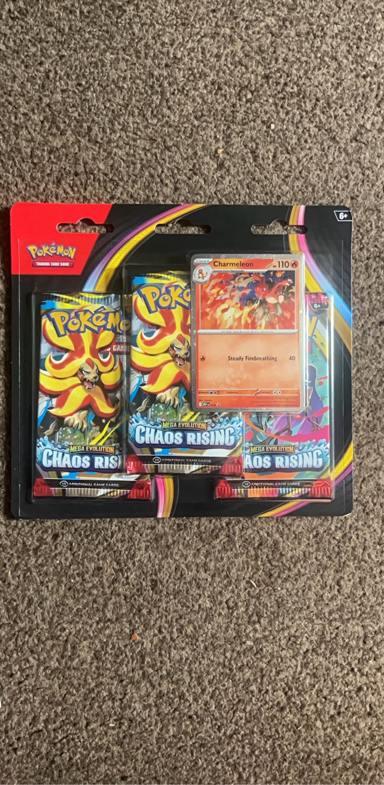 Pokemon Mega Evolution Chaos Rising 3 pack blister Set with Charmeleon Promo