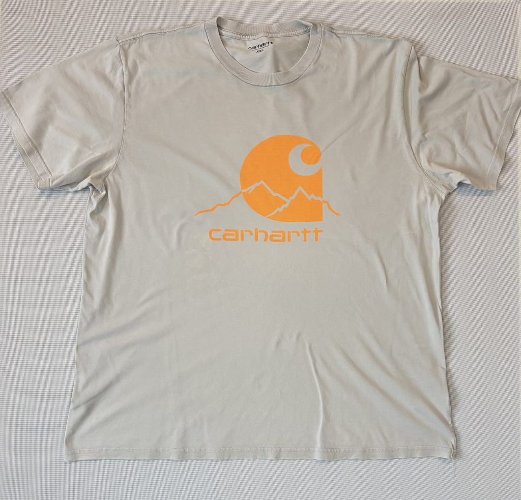 Carhartt WIP S/S Outdoor T-Shirt Stone Cream Orange Graphic Mens XXL 100% Cotton