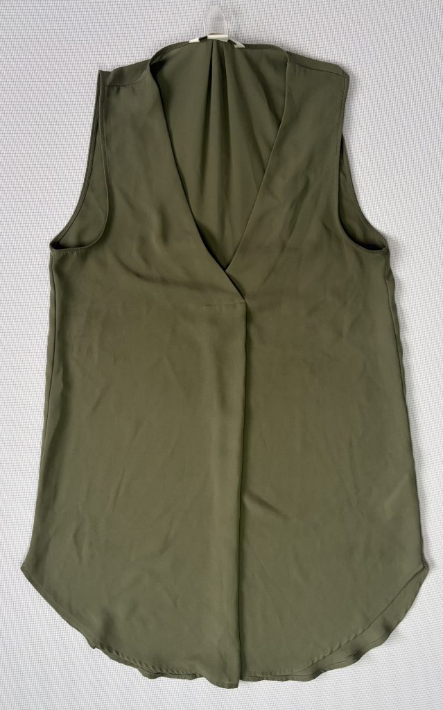 H&M Khaki Wrap Blouse US 4 UK 8 Sleeveless V Neck Longline Excellent Condition