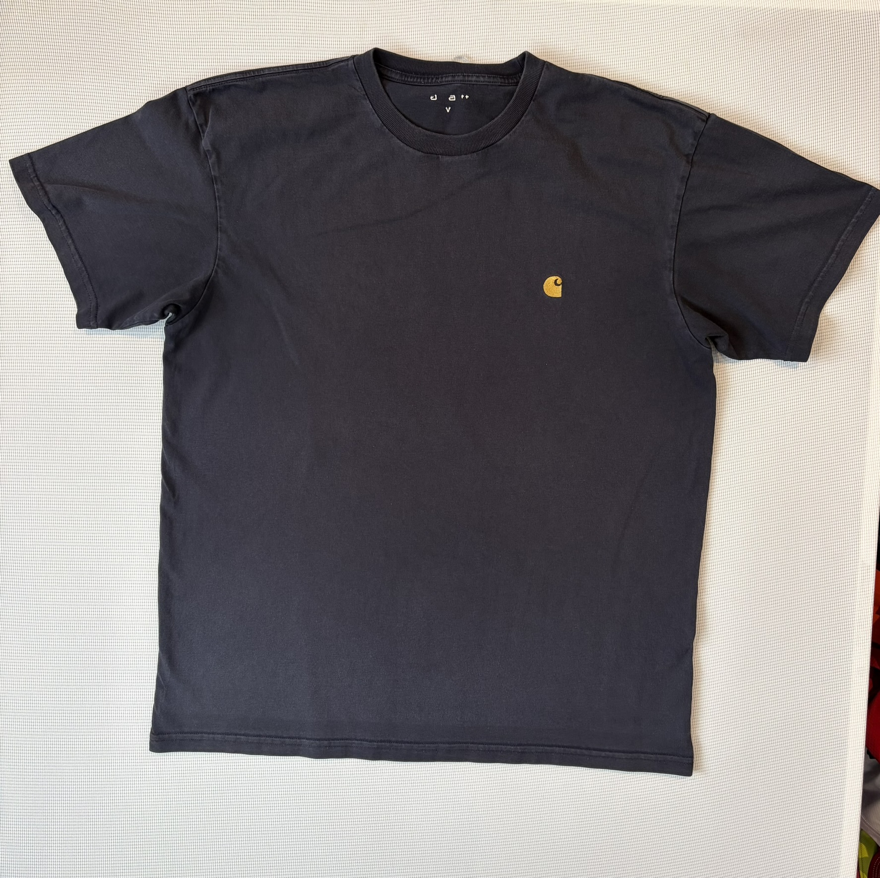Carhartt WIP S/S Chase T-Shirt Faded Black Gold Logo Mens XXL 100% Cotton