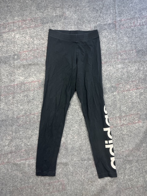 Adidas Black Leggings Logo Print Small