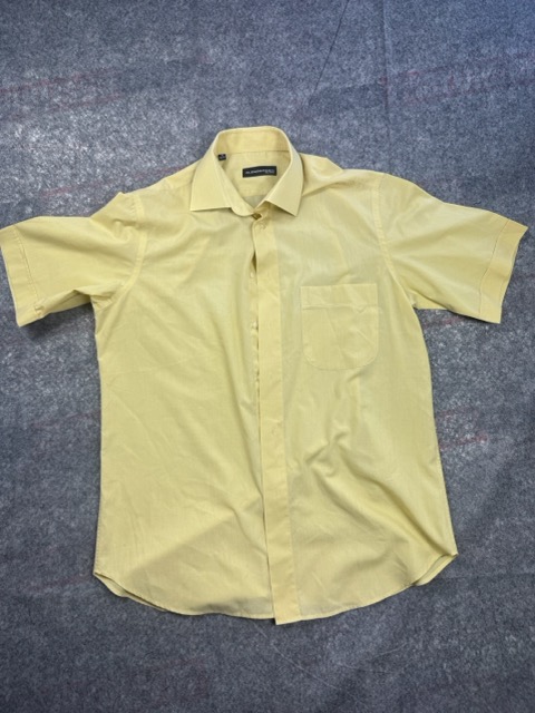 Alessandro Yellow Short Sleeve Shirt Medium Cotton Made in Italy