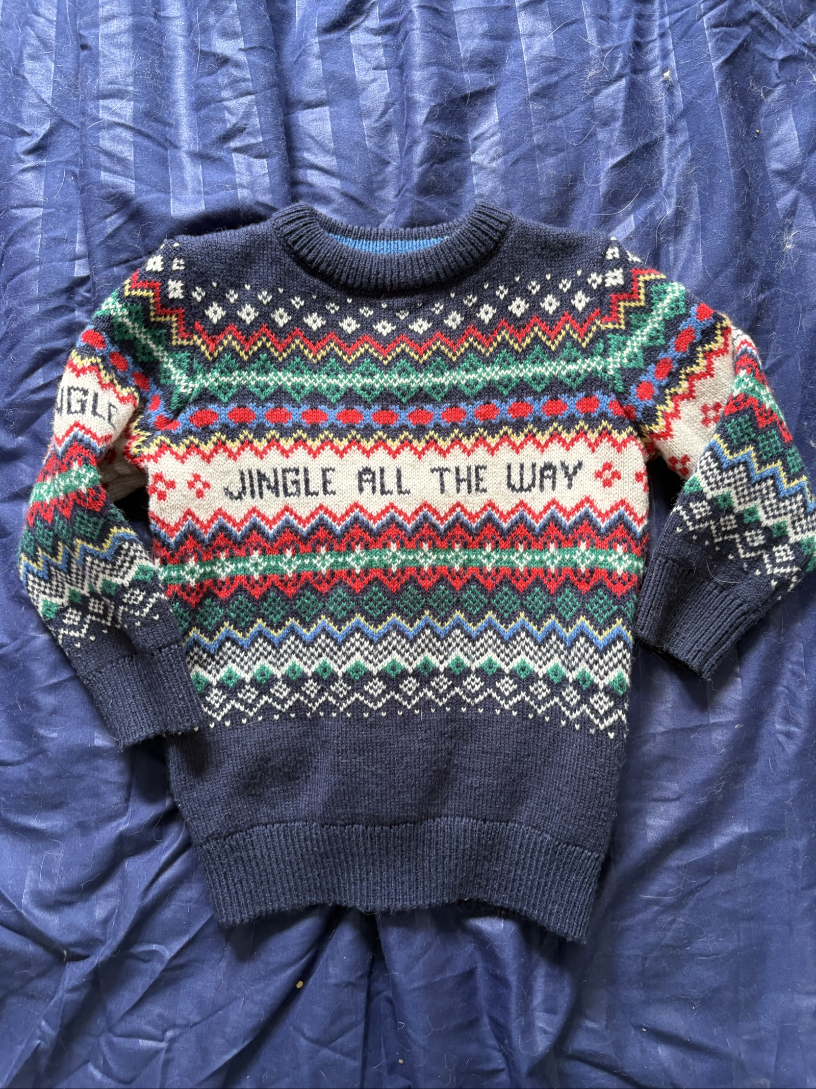 F&F Navy & Multi Kids Christmas Patterned Sweater 2-3 Years