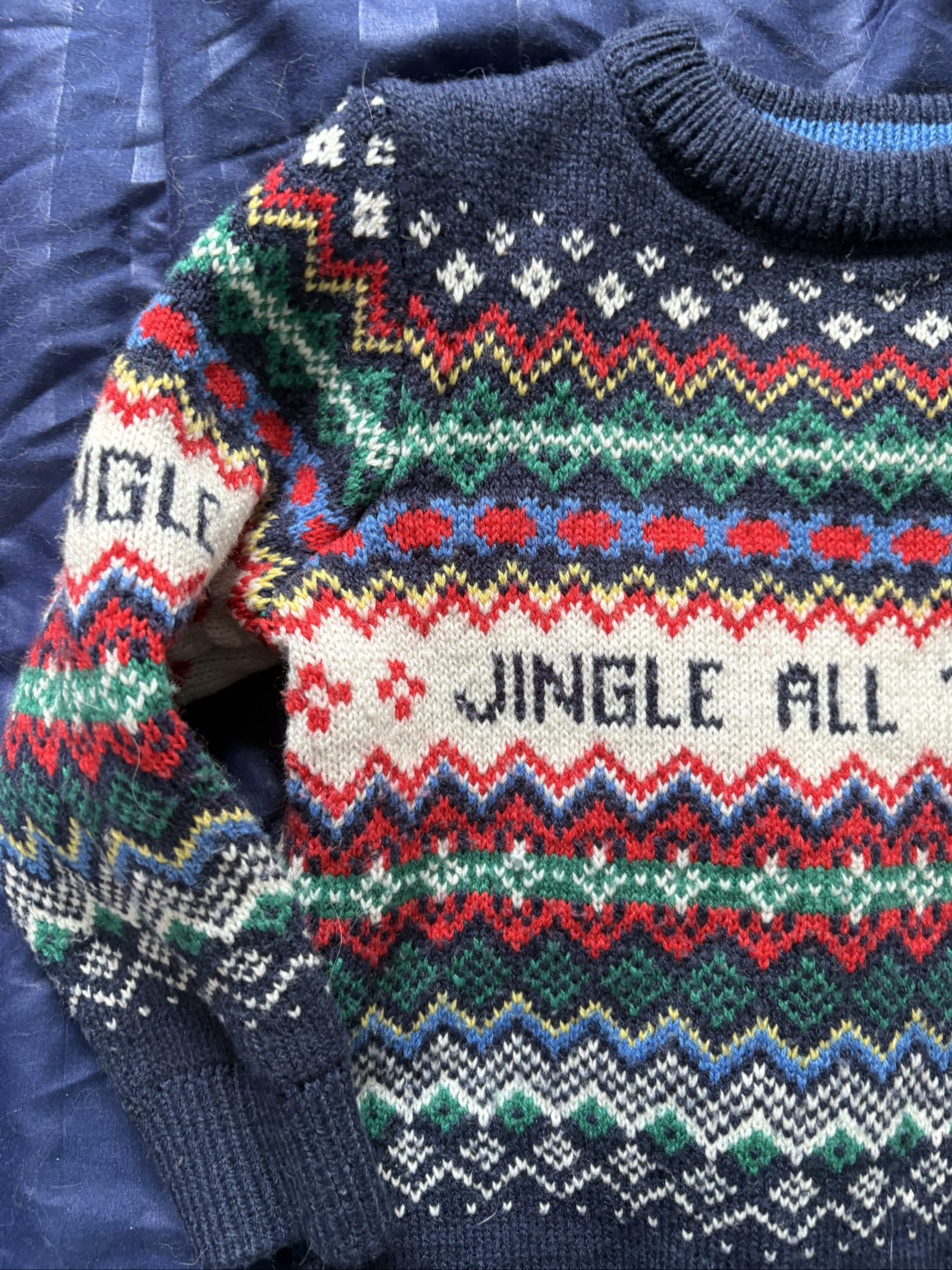 F&F Navy & Multi Kids Christmas Patterned Sweater 2-3 Years image 2