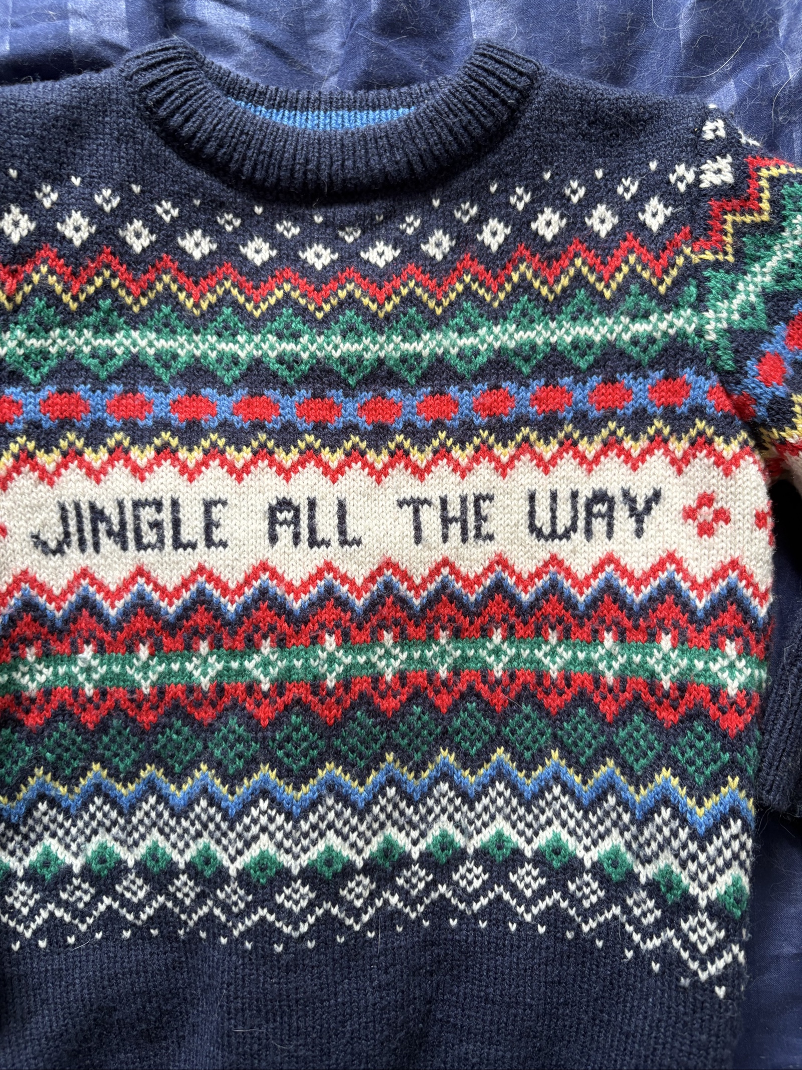 F&F Navy & Multi Kids Christmas Patterned Sweater 2-3 Years image 4