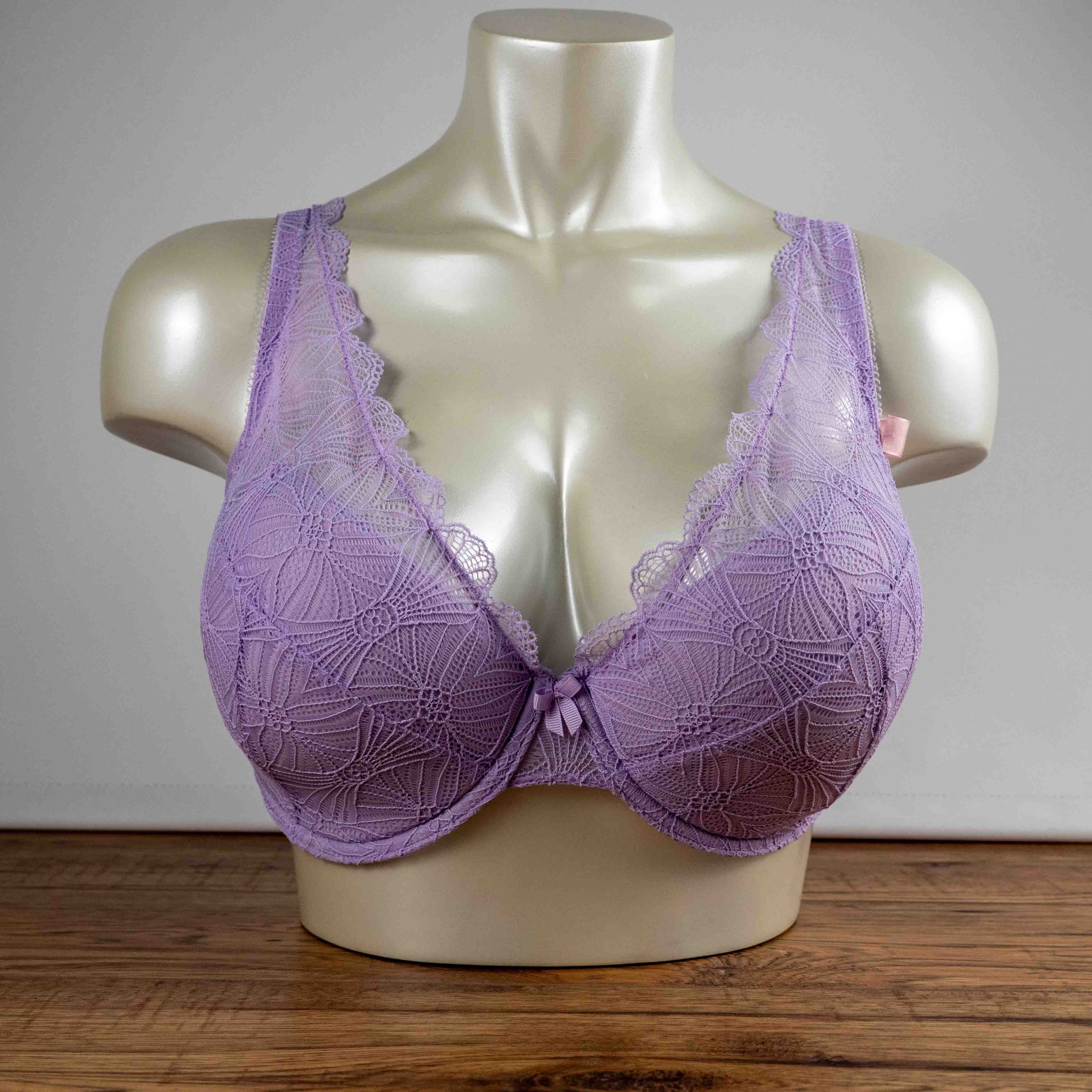 Boux Avenue Lilac Lace Underwired Lightly Padded Bra UK 34FF Floral Design NWT RRP £30.00
