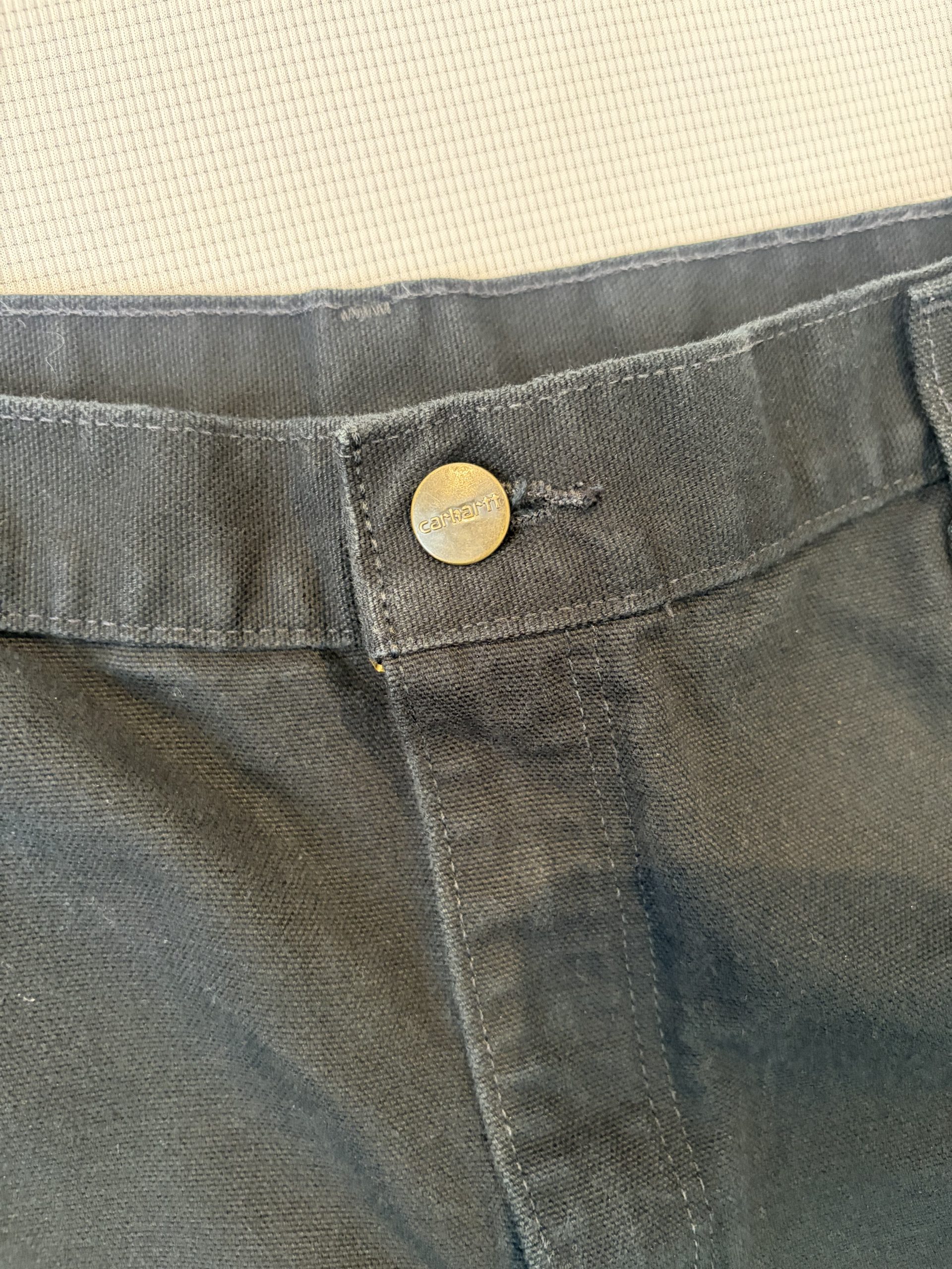 Carhartt B11 Carpenter Dungaree Trousers Black Faded W38 L32 100% Cotton Loose Original Fit USA image 3