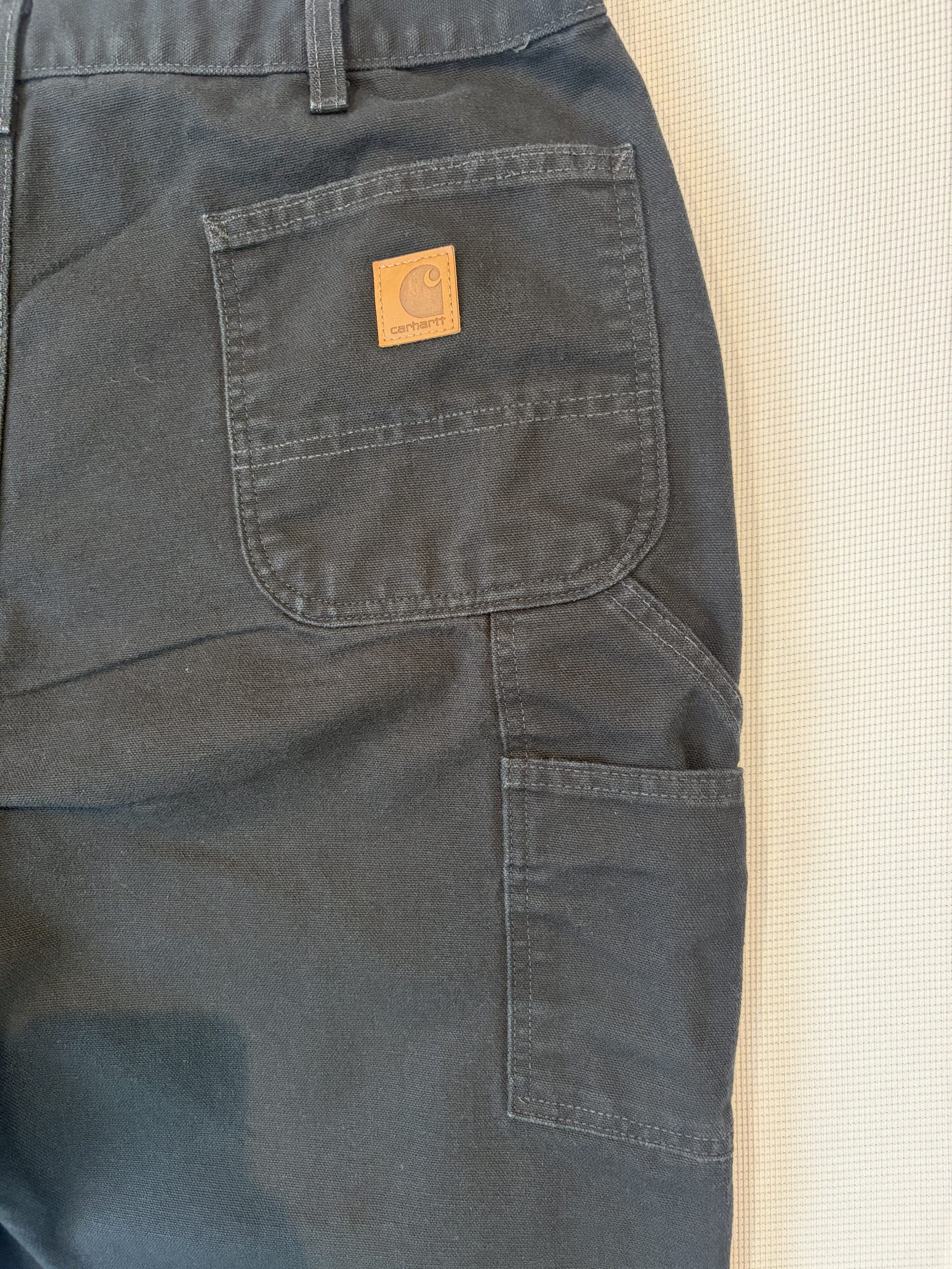 Carhartt B11 Carpenter Dungaree Trousers Black Faded W38 L32 100% Cotton Loose Original Fit USA image 6