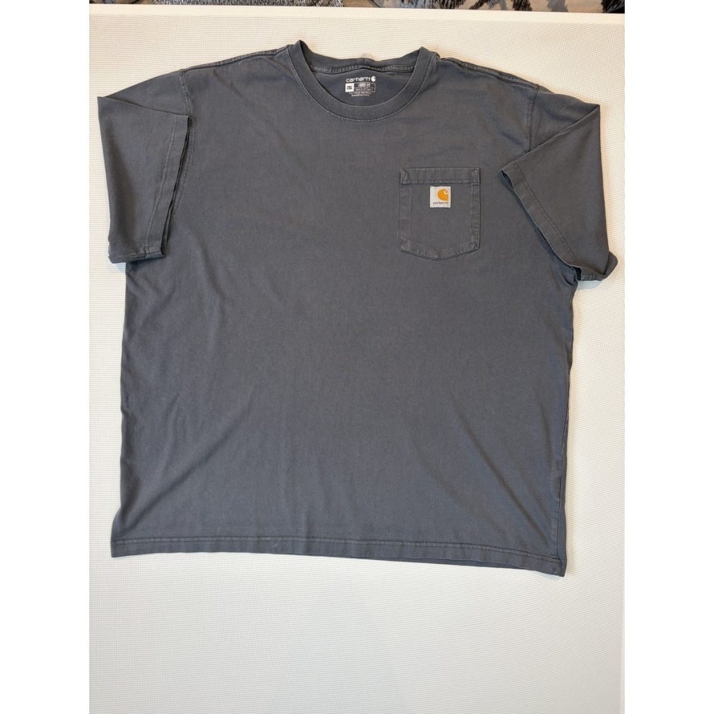 Carhartt K87 Workwear Pocket T-Shirt Faded Slate Grey 2XL Loose Fit 100% Cotton USA