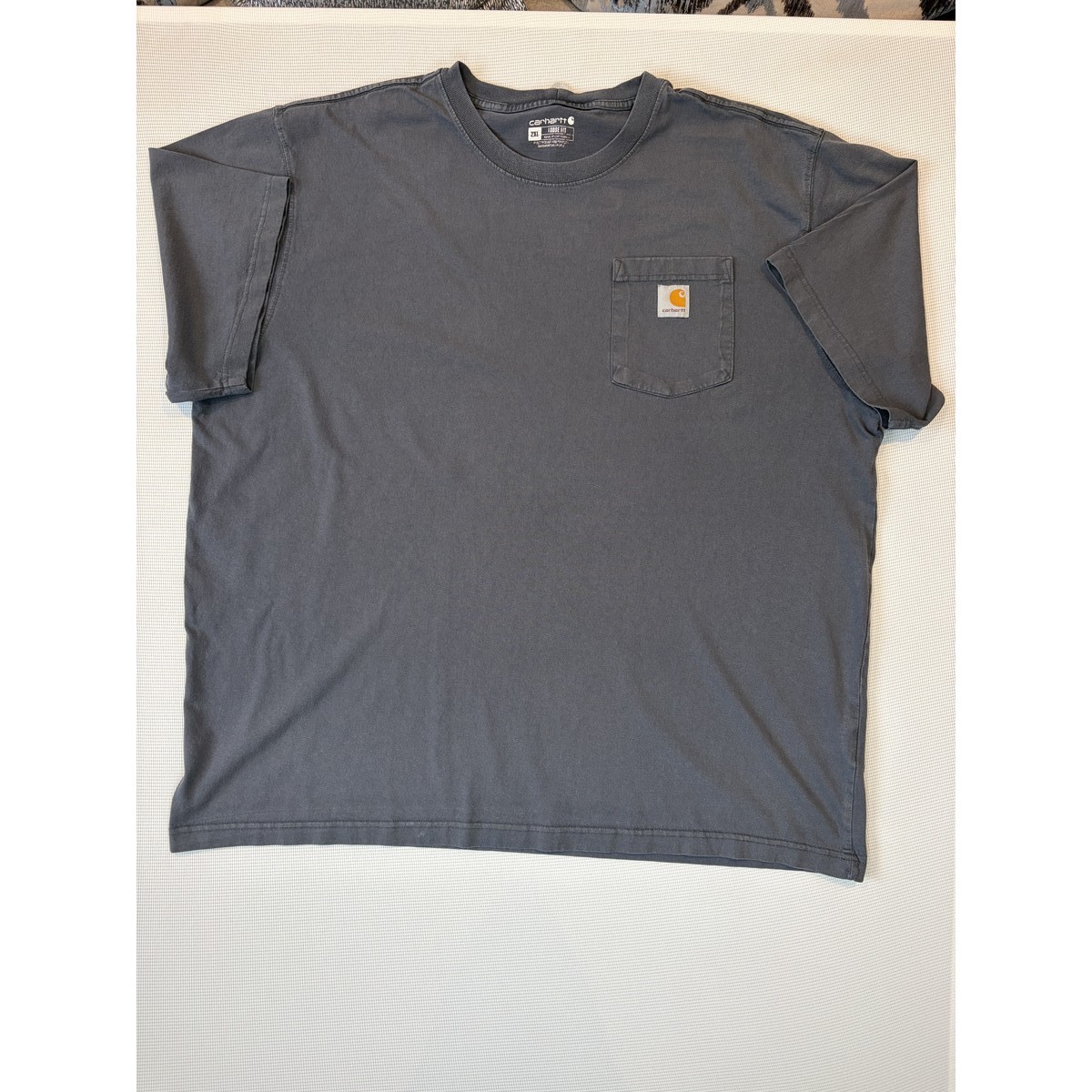 Carhartt K87 Workwear Pocket T-Shirt Faded Slate Grey 2XL Loose Fit 100% Cotton USA