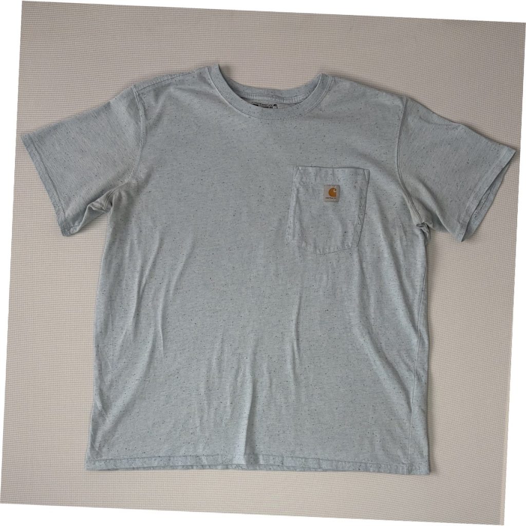 Carhartt K87 Workwear Pocket T-Shirt Light Blue Speckle Heather Mens XL Loose Fit 60/40