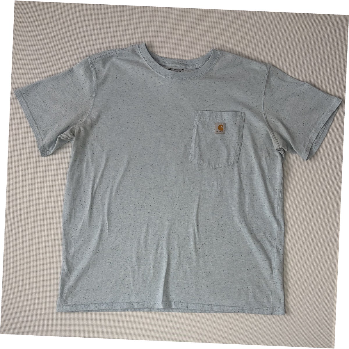 Carhartt K87 Workwear Pocket T-Shirt Light Blue Speckle Heather Mens XL Loose Fit 60/40
