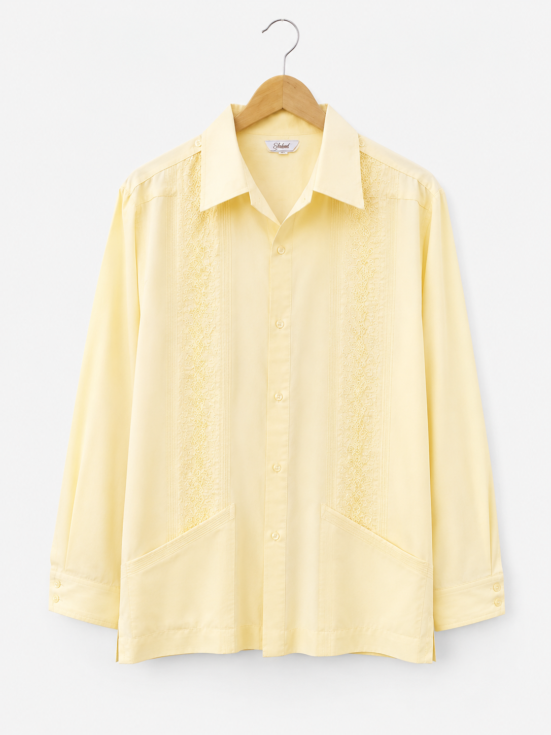 Silvano Yellow Embroidered Casual Shirt Large