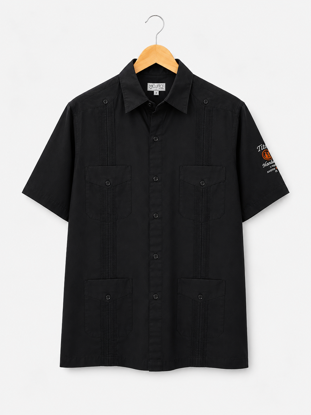 Mojito Black Linen Shirt Tito's Vodka Embroidered M