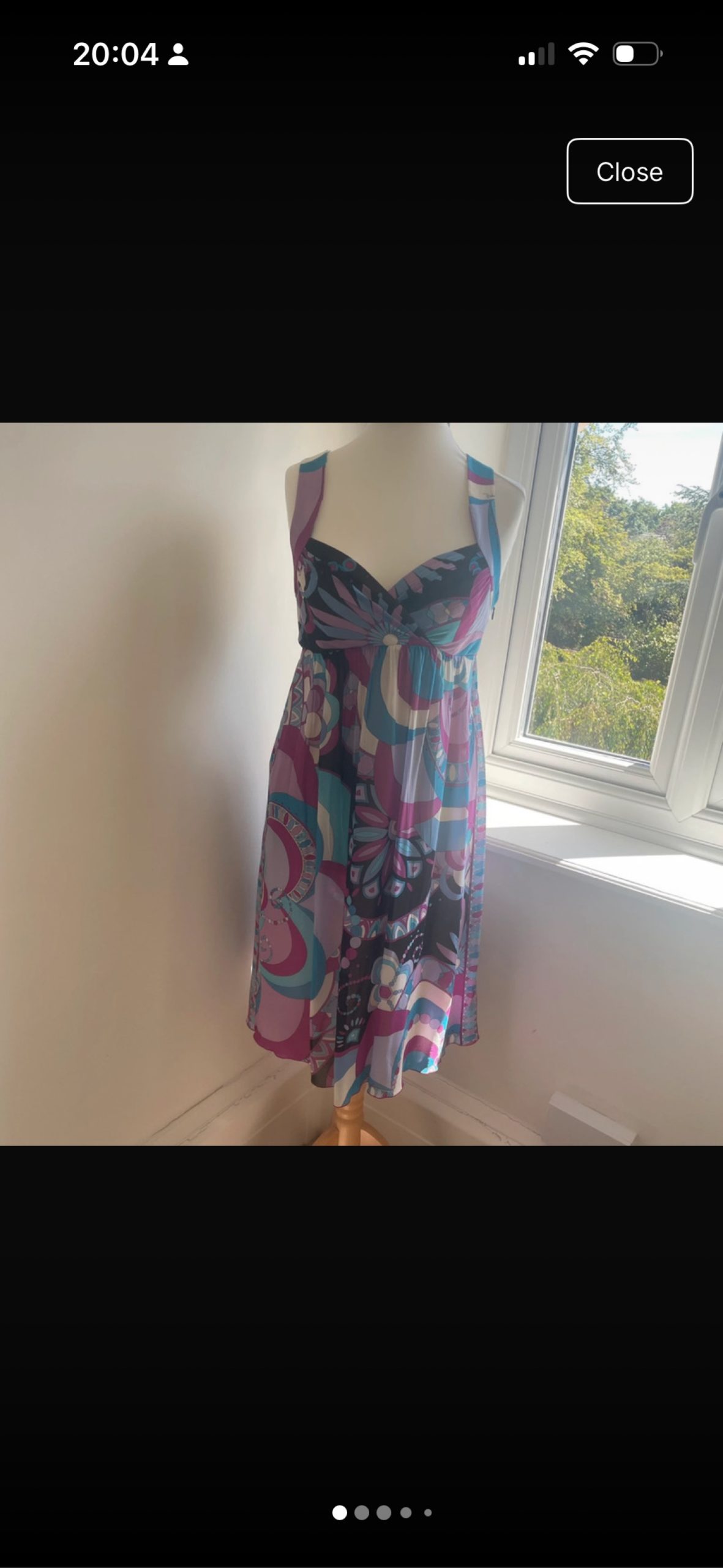 Purple & Blue Floral Print Summer Dress UK 12