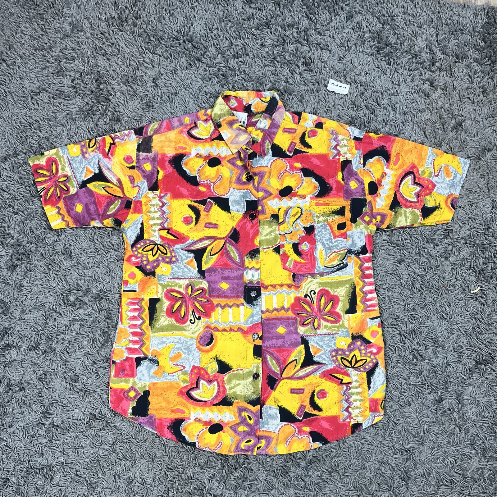 Carolina Colours Multi Floral Pattern Short Sleeve Shirt M 100% Cotton