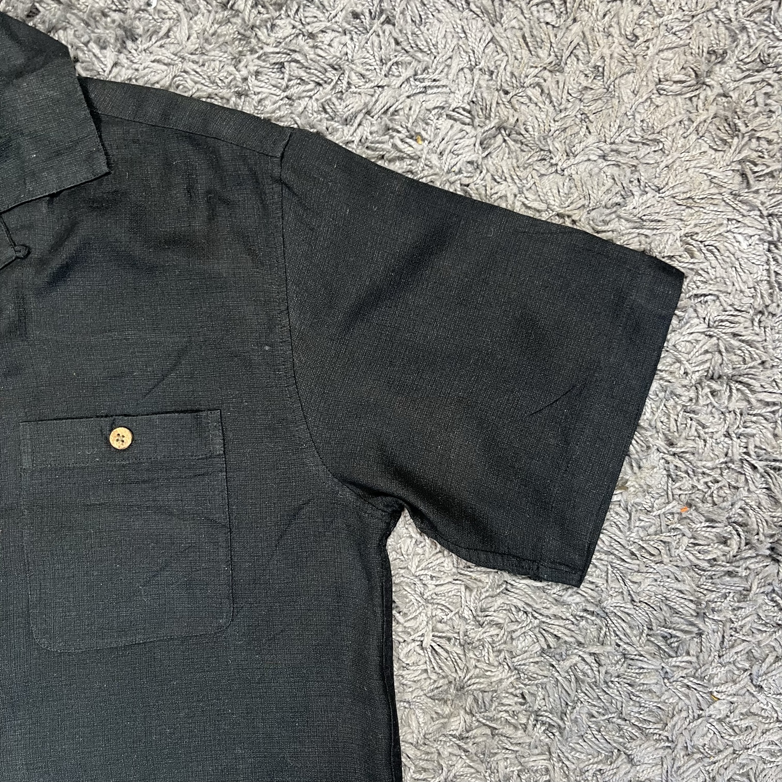 Island Shores Black Silk Shirt Medium Short Sleeve image 3